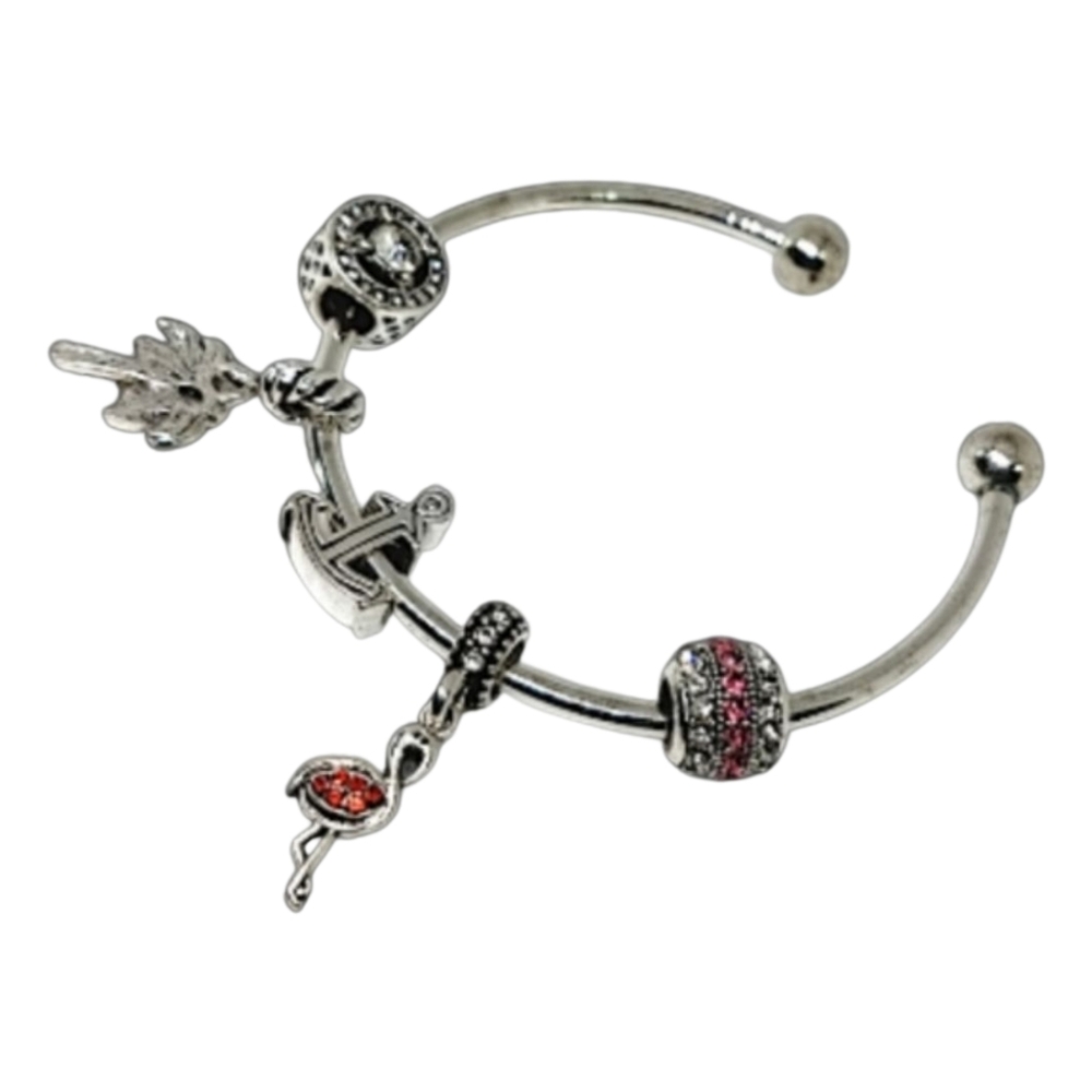 Silver Tone Open Cuff Bracelet With Assorted Char… - image 4